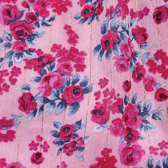 torrid Pink Gold Floral Chiffon and Lurex Tiered Ruffles Maxi Dress Size 2 - NWT - Picture 5 of 10